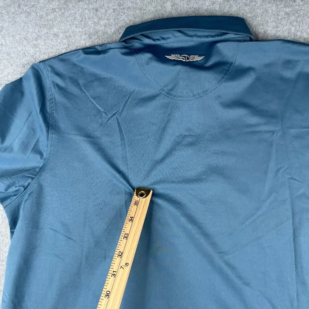 Straight Down Polo Shirt Large Blue UPF15 Lightweight Golf Performance Casual